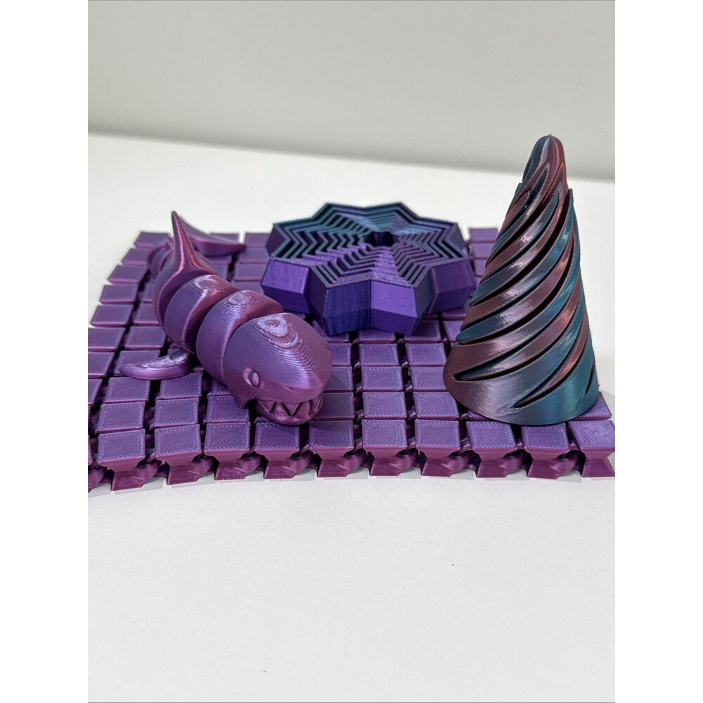 Lot Of 4 3D Printed Fidget Toys Set Shark Cone Star And Matt Sensory Toy Play